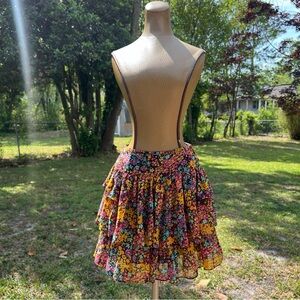 VS London Jean Floral Tiered Skirt